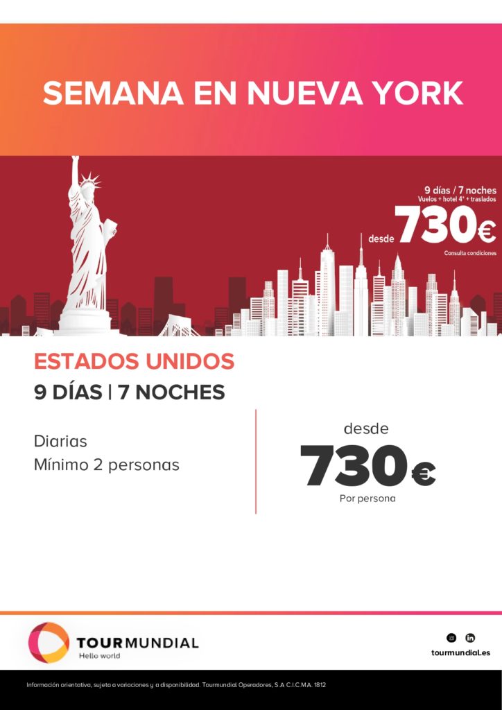 Oferta de viaje a Nueva York salida ciudades varias